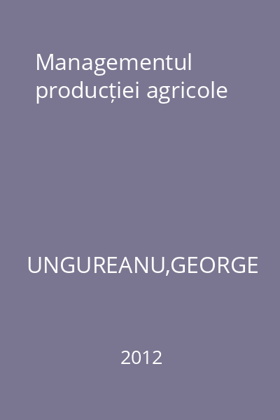 Managementul producției agricole