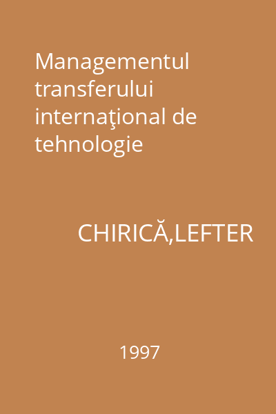 Managementul transferului internaţional de tehnologie