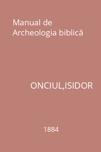 Manual de Archeologia biblică