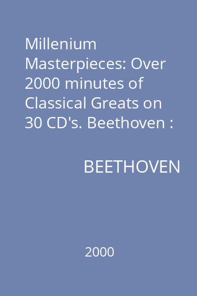 Millenium Masterpieces: Over 2000 minutes of Classical Greats on 30 CD's. Beethoven : Symphonies No. 3 & No. 8 CD 23 : Beethoven
