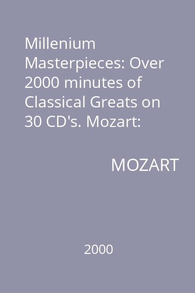 Millenium Masterpieces: Over 2000 minutes of Classical Greats on 30 CD's. Mozart: piano Concertos No. 9 & No. 17 CD 15 : Mozart