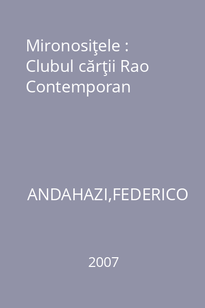 Mironosiţele : Clubul cărţii Rao Contemporan