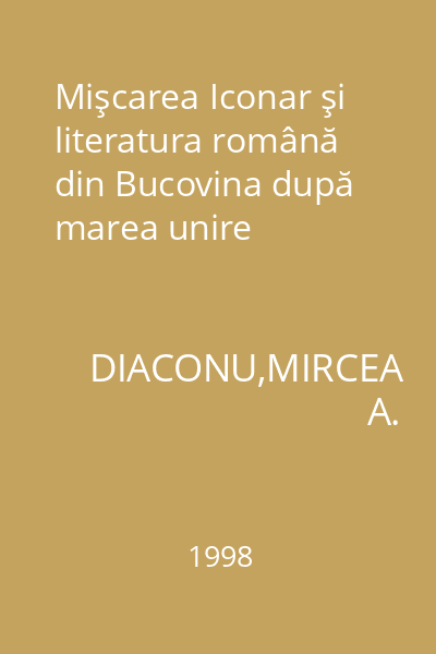 Mişcarea Iconar şi literatura română din Bucovina după marea unire