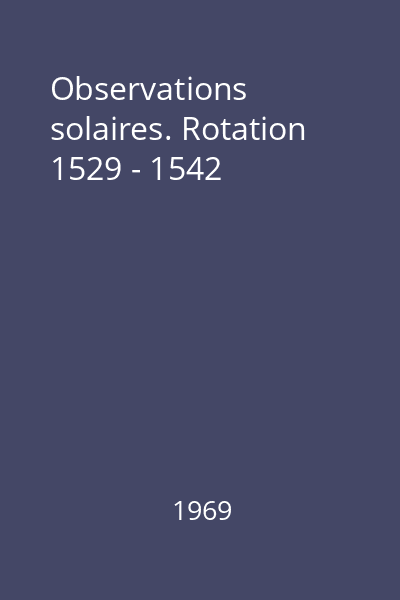 Observations solaires. Rotation 1529 - 1542