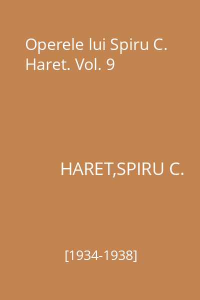 Operele lui Spiru C. Haret. Vol. 9