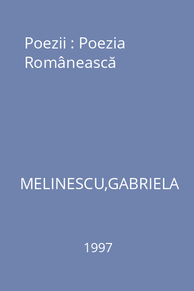 Poezii : Poezia Românească