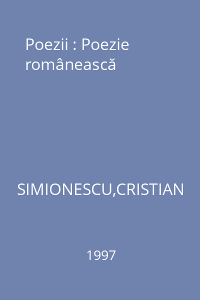 Poezii : Poezie românească