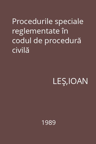 Procedurile speciale reglementate în codul de procedură civilă