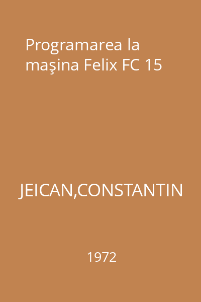 Programarea la maşina Felix FC 15