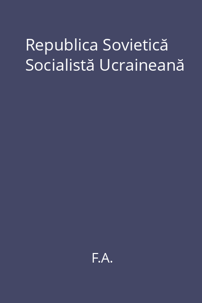 Republica Sovietică Socialistă Ucraineană