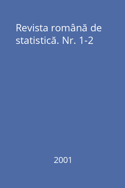 Revista română de statistică. Nr. 1-2