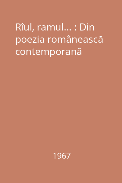 Rîul, ramul... : Din poezia românească contemporană