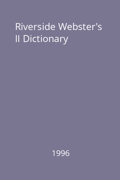 Riverside Webster's II Dictionary