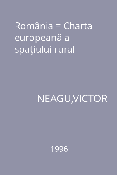 România = Charta europeană a spaţiului rural