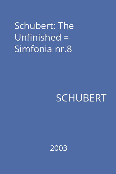 Schubert: The Unfinished = Simfonia nr.8