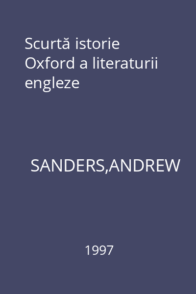 Scurtă istorie Oxford a literaturii engleze