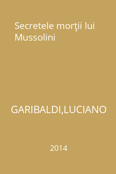 Secretele morţii lui Mussolini