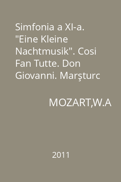 Simfonia a XI-a. "Eine Kleine Nachtmusik". Cosi Fan Tutte. Don Giovanni. Marşturc