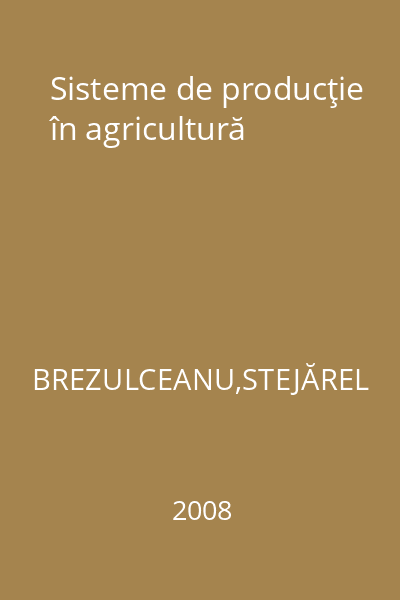 Sisteme de producţie în agricultură
