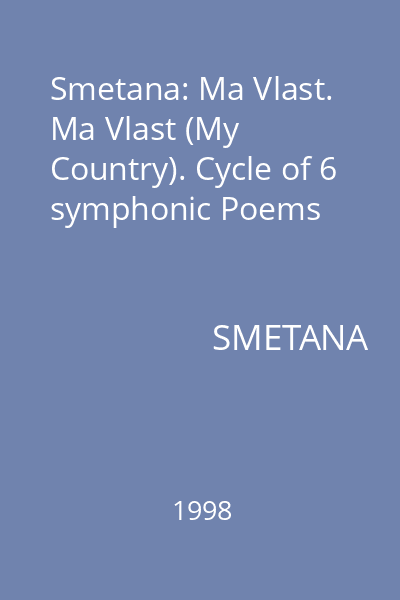 Smetana: Ma Vlast. Ma Vlast (My Country). Cycle of 6 symphonic Poems