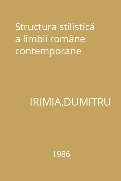 Structura stilistică a limbii române contemporane