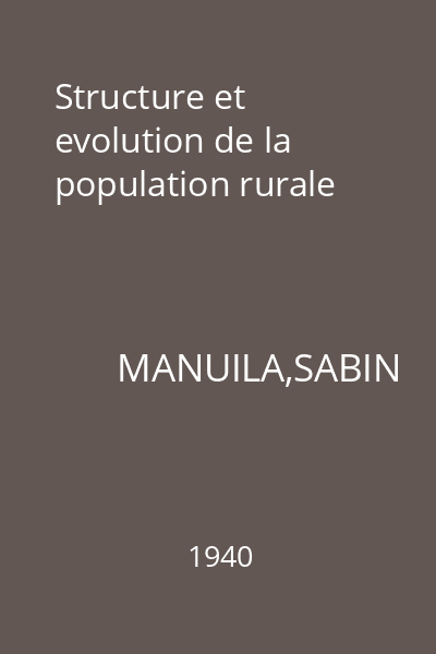Structure et evolution de la population rurale
