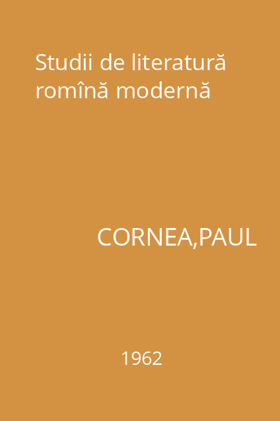 Studii de literatură romînă modernă