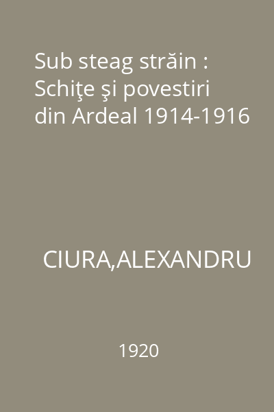 Sub steag străin : Schiţe şi povestiri din Ardeal 1914-1916
