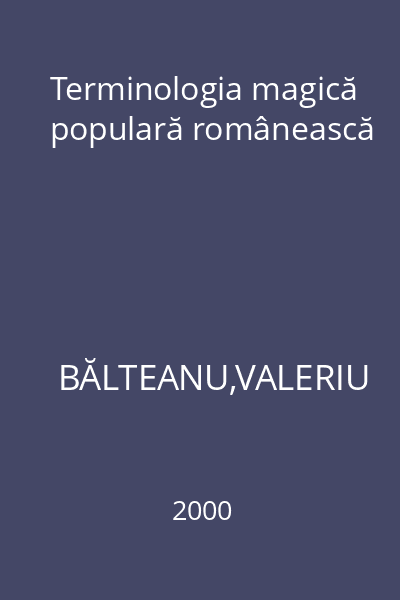 Terminologia magică populară românească