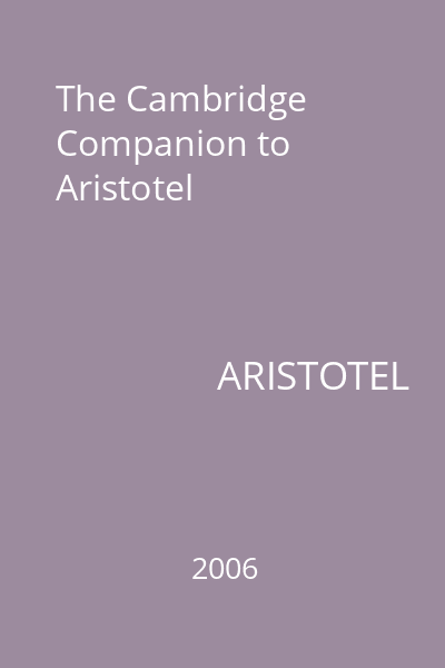 The Cambridge Companion to Aristotel