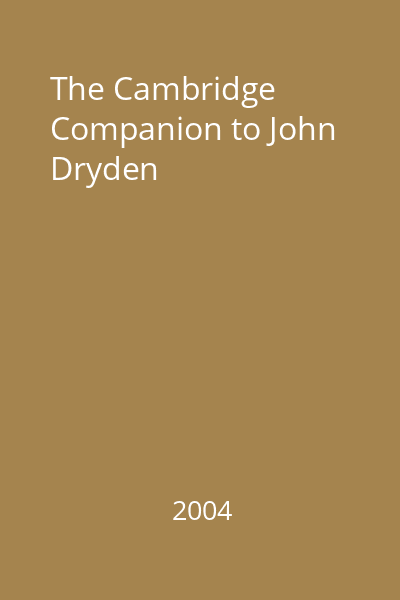 The Cambridge Companion to John Dryden