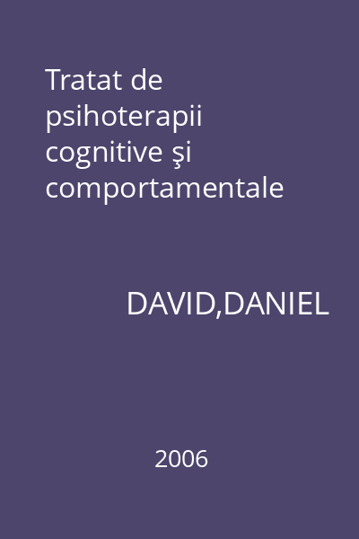 Tratat de psihoterapii cognitive şi comportamentale