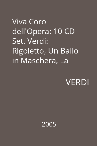 Viva Coro dell'Opera: 10 CD Set. Verdi: Rigoletto, Un Ballo in Maschera, La Forza del Destino, Otello CD 8