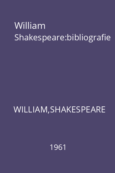 William Shakespeare:bibliografie