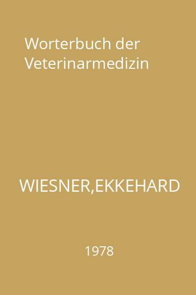 Worterbuch der Veterinarmedizin