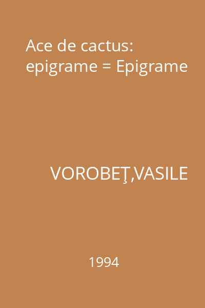 Ace de cactus: epigrame = Epigrame