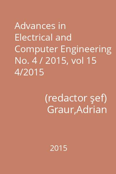 Advances in Electrical and Computer Engineering No. 4 / 2015, vol 15 4/2015