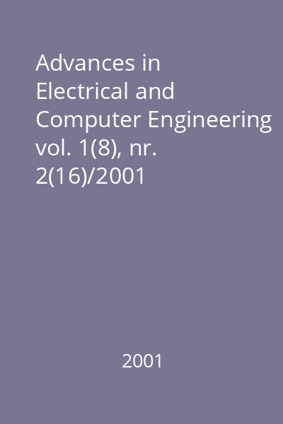 Advances in Electrical and Computer Engineering vol. 1(8), nr. 2(16)/2001