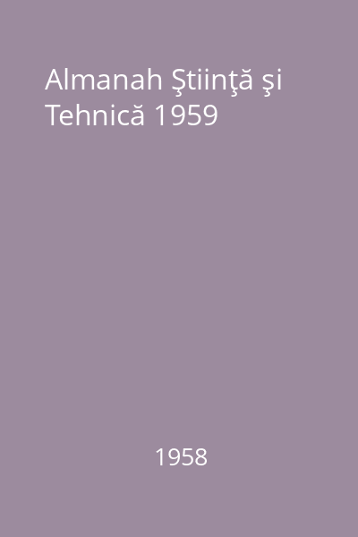 Almanah Ştiinţă şi Tehnică 1959