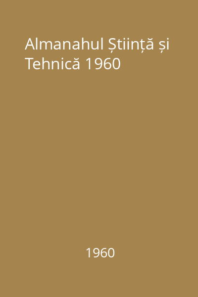 Almanahul Știință și Tehnică 1960