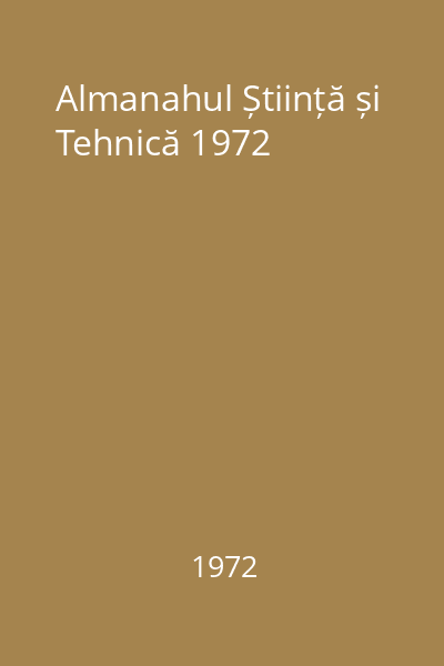 Almanahul Știință și Tehnică 1972