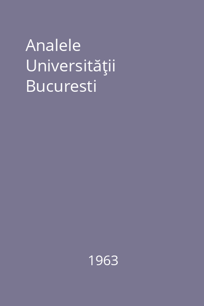 Analele Universităţii Bucuresti