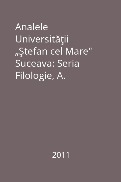 Analele Universităţii „Ştefan cel Mare" Suceava: Seria Filologie, A. Lingvistică Tomul XV, nr. 2/2009 : Prepoziţia