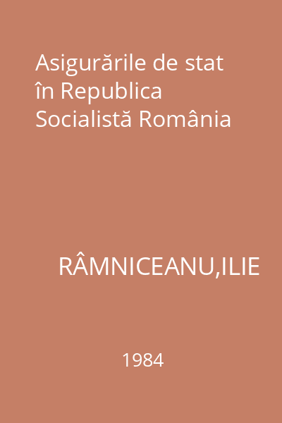 Asigurările de stat în Republica Socialistă România