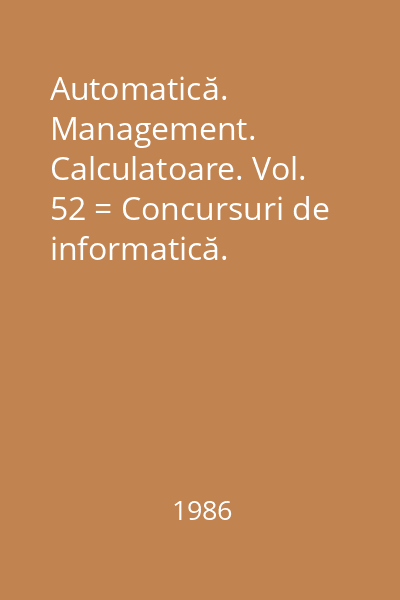 Automatică. Management. Calculatoare. Vol. 52 = Concursuri de informatică. Limbajul BASIC VS