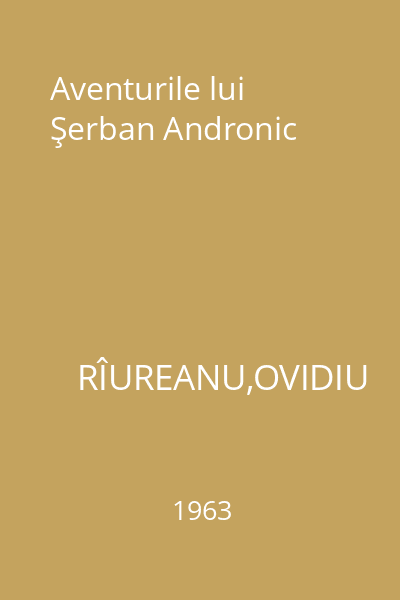 Aventurile lui Şerban Andronic