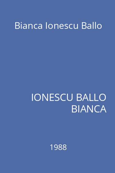 Bianca Ionescu Ballo