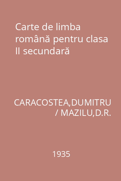 Carte de limba română pentru clasa II secundară