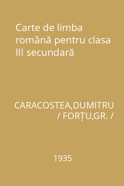 Carte de limba română pentru clasa III secundară