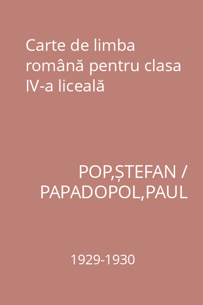 Carte de limba română pentru clasa IV-a liceală